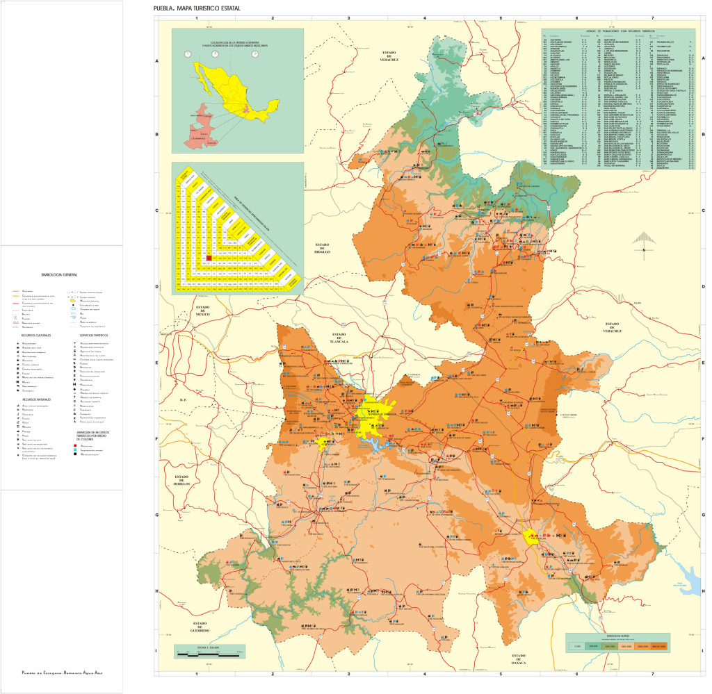 Mapa para imprimir de Puebla Mapa y listado de municipios de Puebla ...